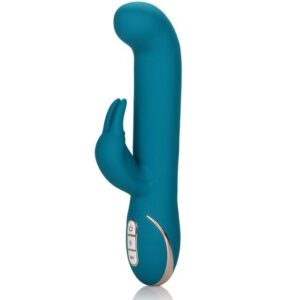 Бирюзовый вибратор с изогнутой головкой Jack Rabbit Signature Silicone Rocking G Rabbit - 20 см.