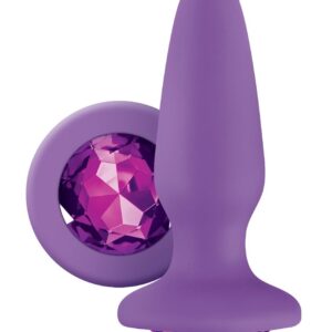 Фиолетовая анальная пробка с фиолетовым кристаллом Glams Purple Gem - 10,4 см.