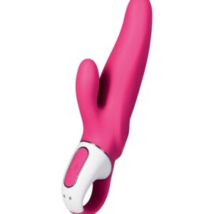 Ярко-розовый вибратор Satisfyer Mr. Rabbit с клиторальным отростком - 22,1 см.