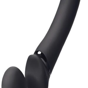 Черный безремневой вибрострапон Silicone Bendable Strap-On - size M