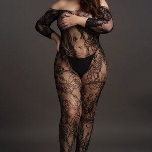 Красивый ажурный кэтсьюит с доступом Lace Sleeved Bodystocking