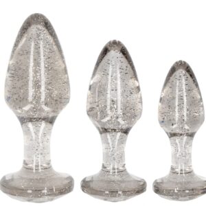 Набор из 3 серебристых анальных пробок Acrylic Goldchip Butt Plug Set