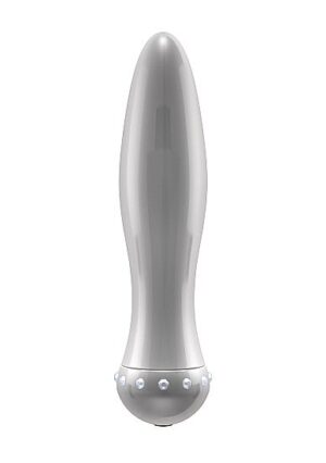 Вибратор-торпеда с кристалликами The Gem Silver - 16,6 см.