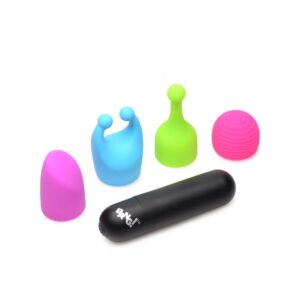 Вибропуля с 4 эластичными насадками Rechargeable Bullet With 4 Attachments